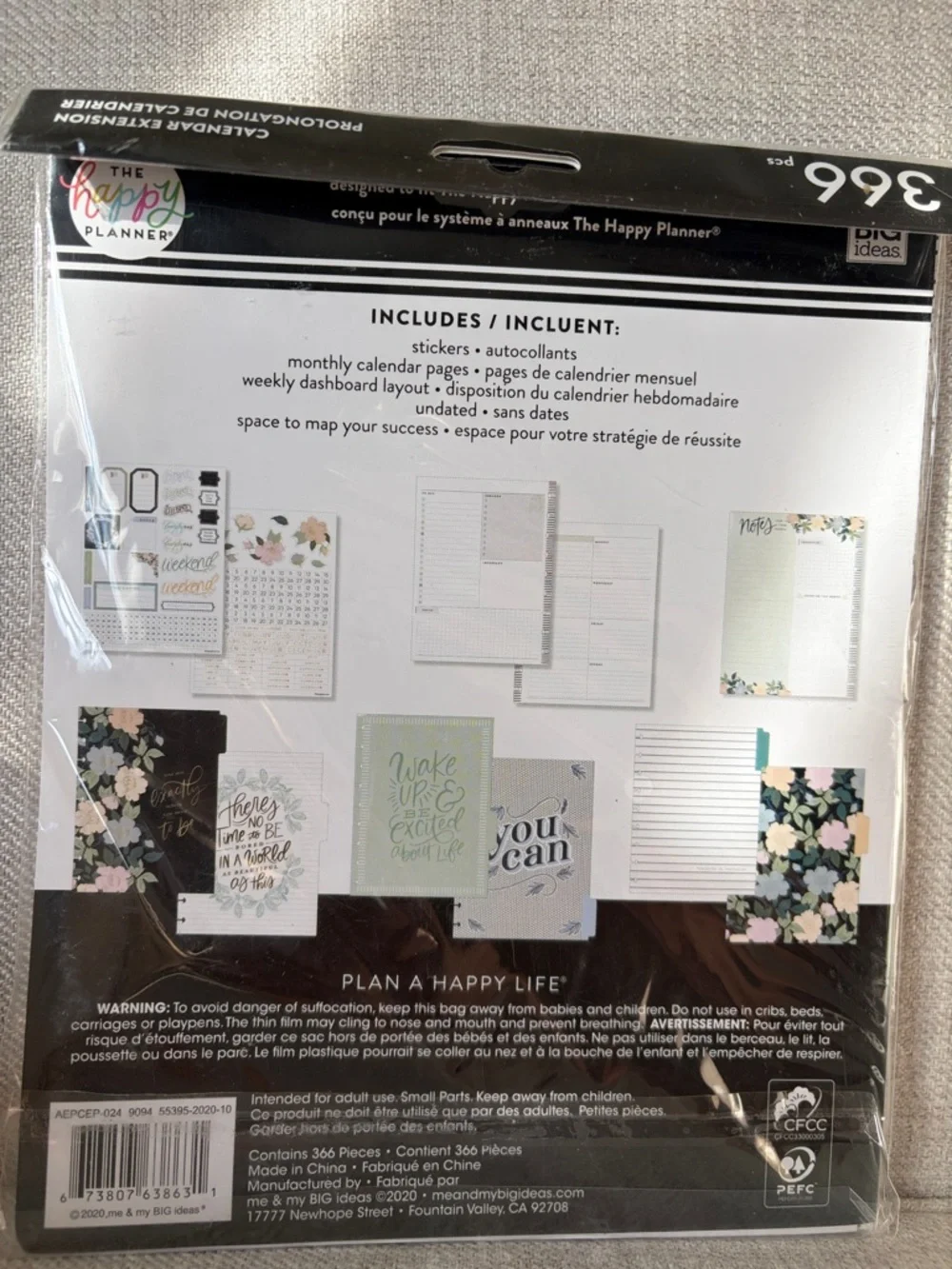 The Happy Planner 366 Pieces Calendar Extension Dashboard Layout